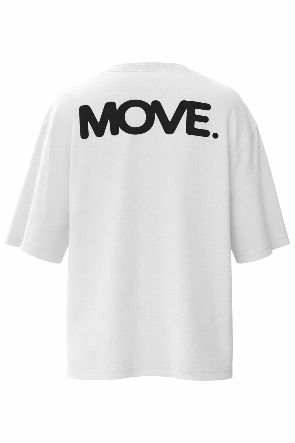 MOVE. T-Shirt White (RTD), Backprint - Heavy Weight (295GSM, 100% Cotton) Boxy Cropped Fit
